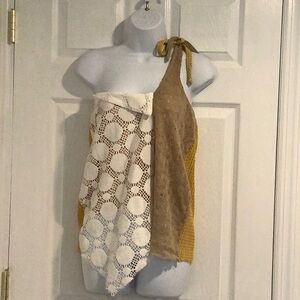 NWT JADED LONDON Neutrals Boho Chic Coquette Girl Whimsy One Shoulder Top 10